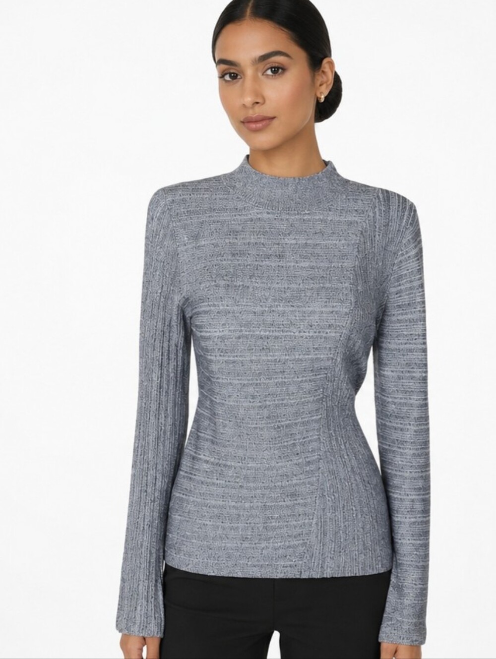 INC International Concepts Silver Metallic Asymmetrical Top Size XL